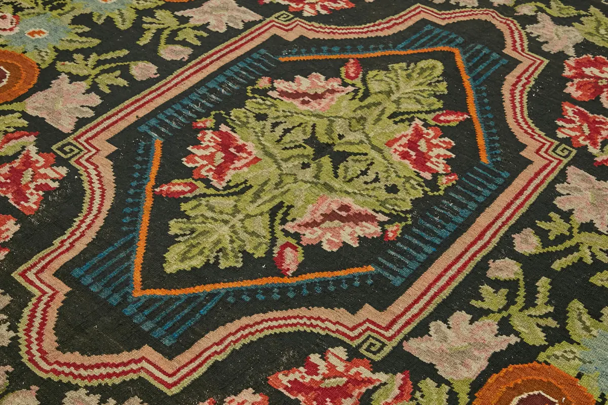 Moldovian Klasik Göbekli Multi Pamuk Üzerine Yün El Dokuma Kilim-218x310 - Görsel 5