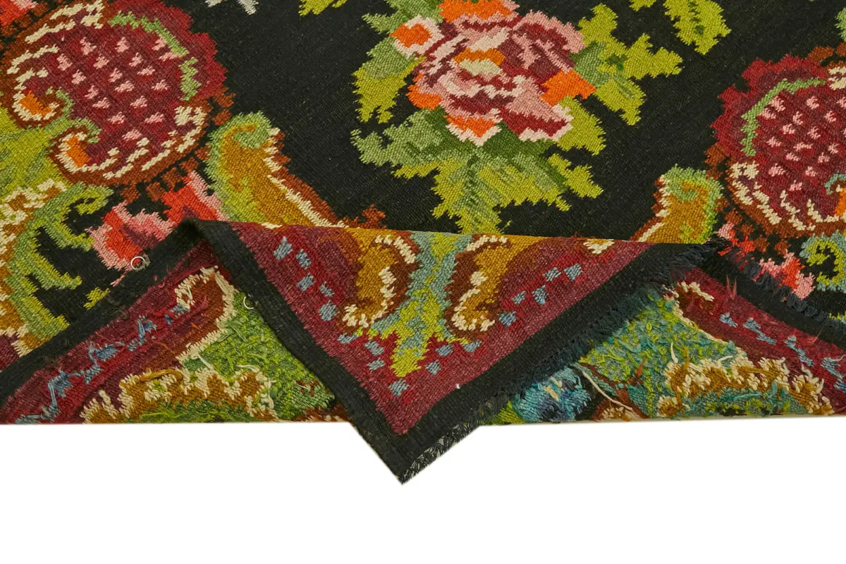 Moldovian Klasik Göbekli Multi Pamuk Üzerine Yün El Dokuma Kilim-196x290 - Görsel 6