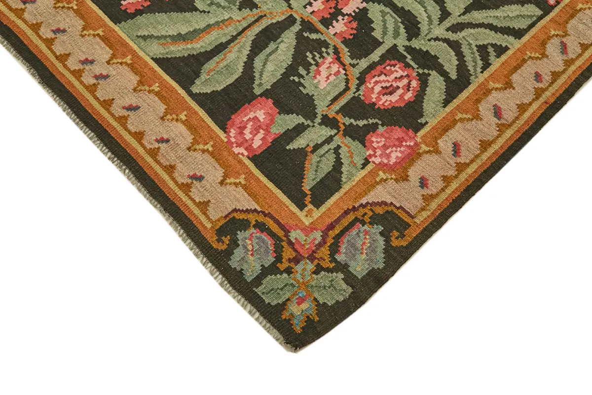 Moldovian Klasik Göbekli Multi Pamuk Üzerine Yün El Dokuma Kilim-202x344 - Görsel 4