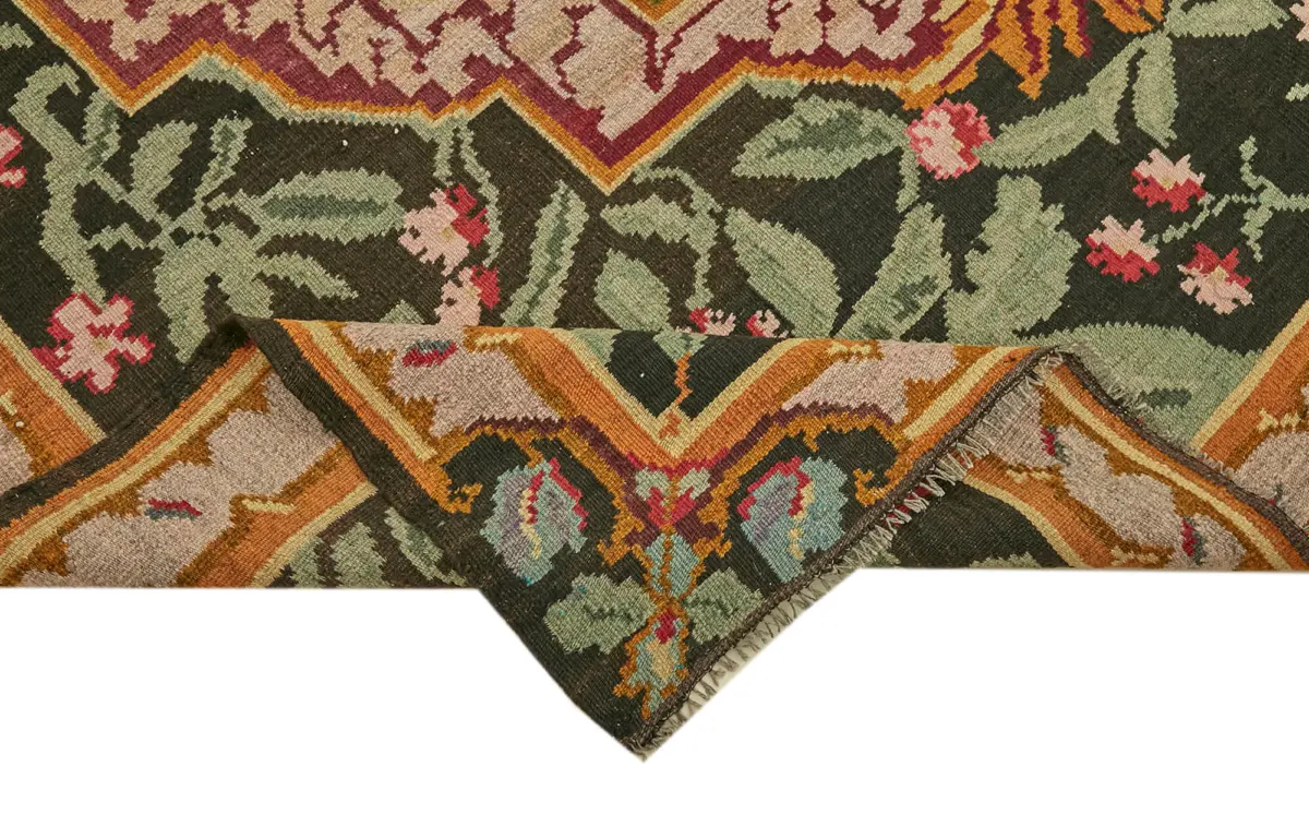 Moldovian Klasik Göbekli Multi Pamuk Üzerine Yün El Dokuma Kilim-202x344 - Görsel 6