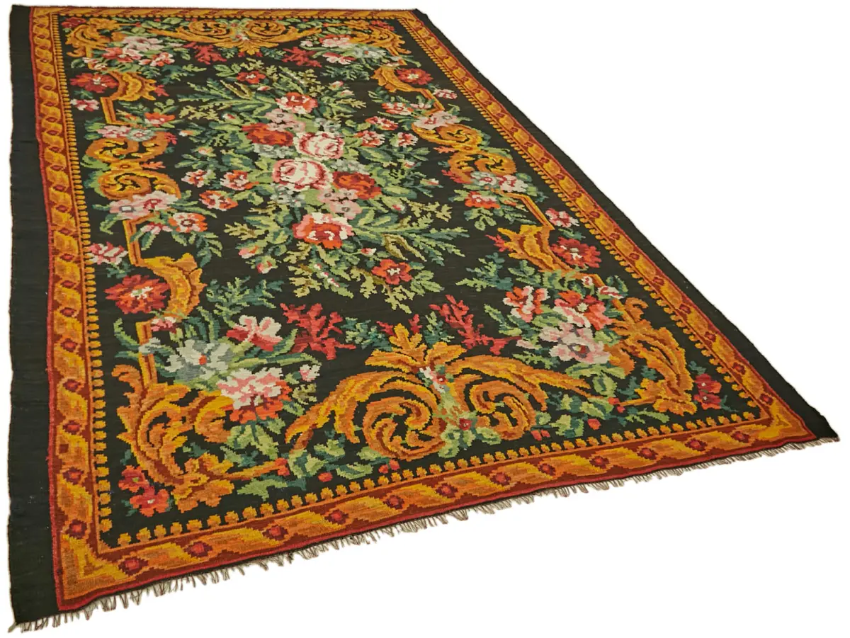 Moldovian Klasik Göbekli Multi Pamuk Üzerine Yün El Dokuma Kilim-207x308 - Görsel 2