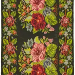 Moldovian Klasik Göbekli Multi Pamuk Üzerine Yün El Dokuma Kilim-193x363