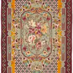 Moldovian Klasik Göbekli Multi Pamuk Üzerine Yün El Dokuma Kilim-200x300