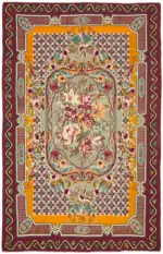 Moldovian Klasik Göbekli Multi Pamuk Üzerine Yün El Dokuma Kilim-200x300