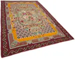 Moldovian Klasik Göbekli Multi Pamuk Üzerine Yün El Dokuma Kilim-200x300 - Görsel 2
