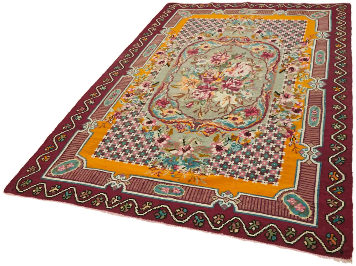 Moldovian Klasik Göbekli Multi Pamuk Üzerine Yün El Dokuma Kilim-200x300 - Görsel 3
