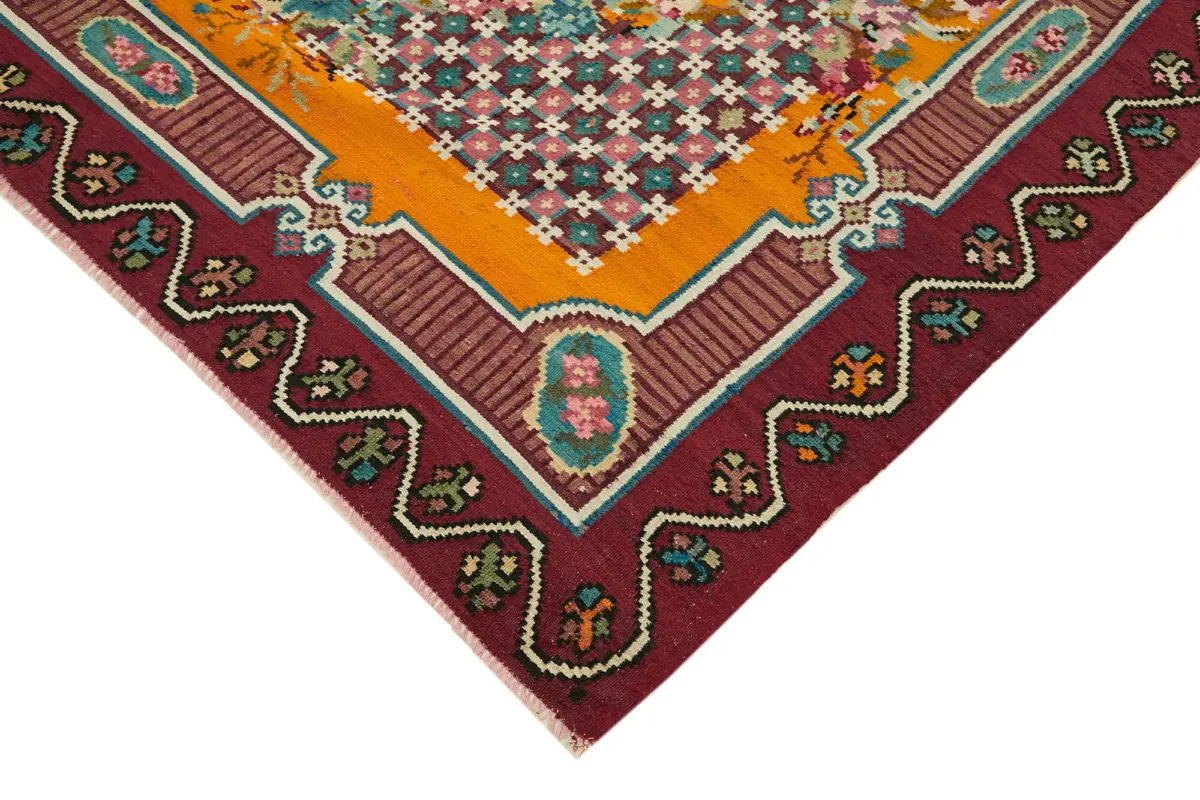 Moldovian Klasik Göbekli Multi Pamuk Üzerine Yün El Dokuma Kilim-200x300 - Görsel 4