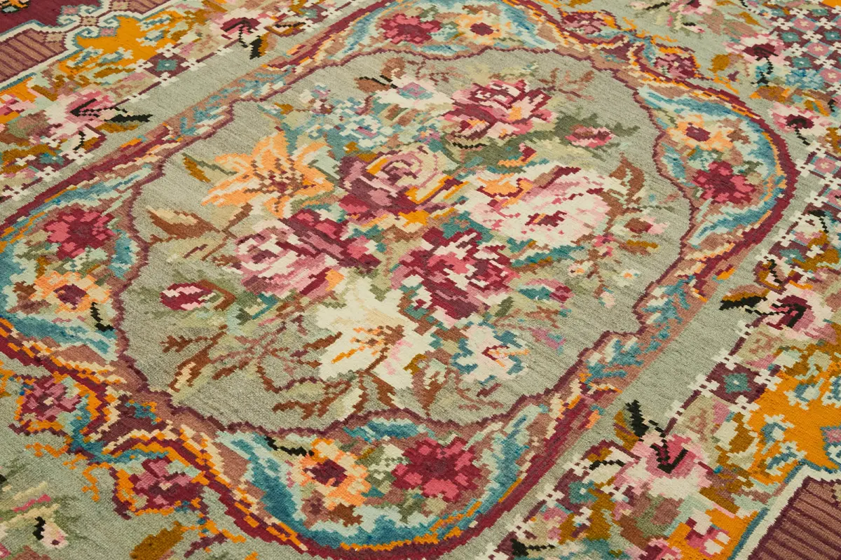 Moldovian Klasik Göbekli Multi Pamuk Üzerine Yün El Dokuma Kilim-200x300 - Görsel 5