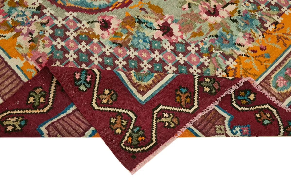 Moldovian Klasik Göbekli Multi Pamuk Üzerine Yün El Dokuma Kilim-200x300 - Görsel 6