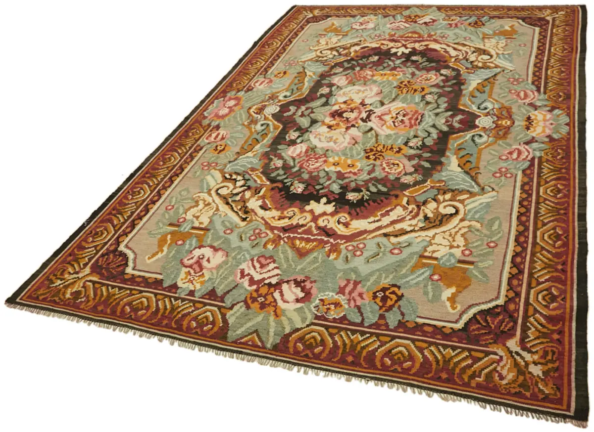 Moldovian Klasik Göbekli Multi Pamuk Üzerine Yün El Dokuma Kilim-202x317 - Görsel 3