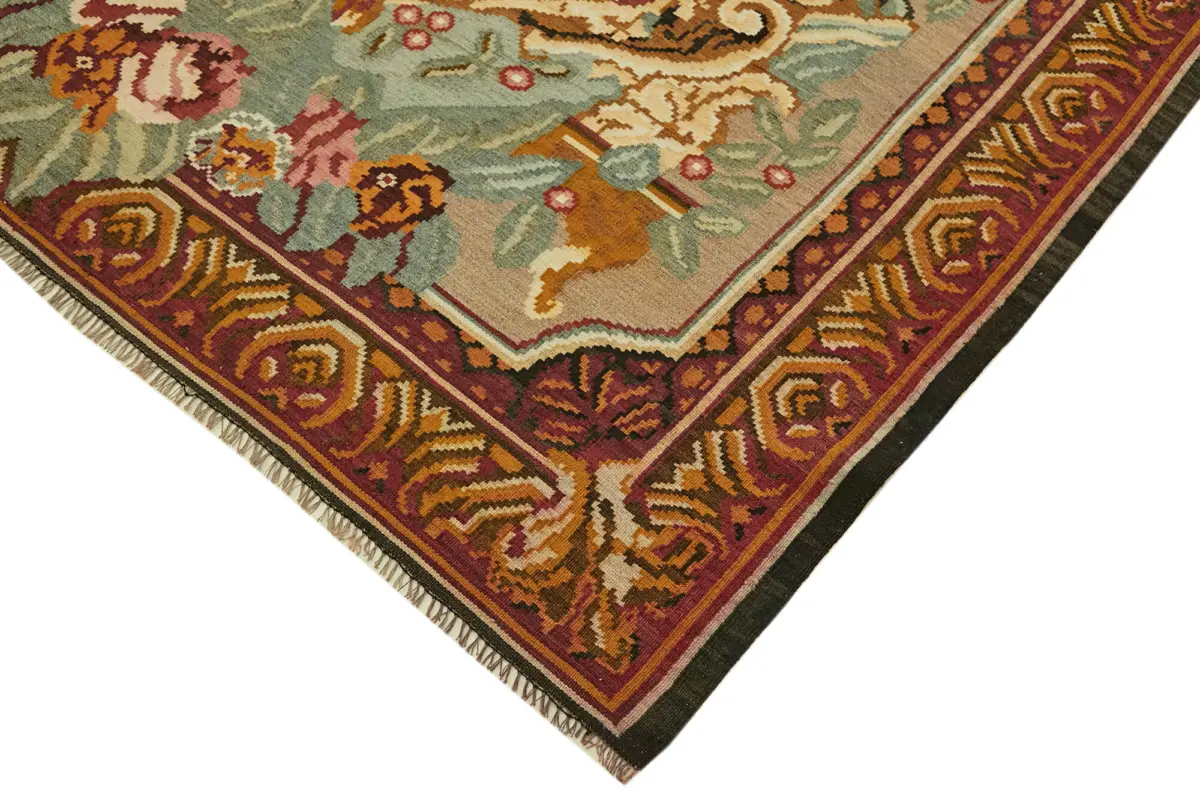 Moldovian Klasik Göbekli Multi Pamuk Üzerine Yün El Dokuma Kilim-202x317 - Görsel 4