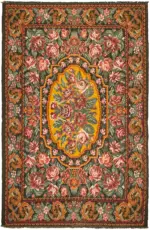 Moldovian Klasik Göbekli Multi Pamuk Üzerine Yün El Dokuma Kilim-232x351