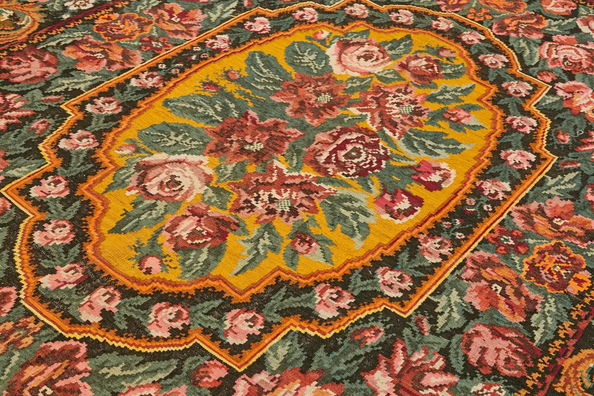 Moldovian Klasik Göbekli Multi Pamuk Üzerine Yün El Dokuma Kilim-232x351 - Görsel 5