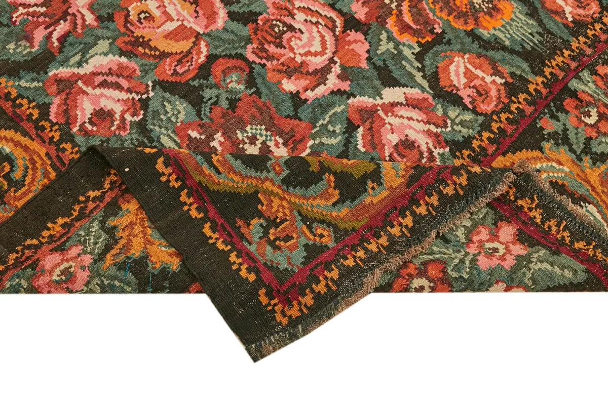 Moldovian Klasik Göbekli Multi Pamuk Üzerine Yün El Dokuma Kilim-232x351 - Görsel 6