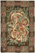 Moldovian Klasik Göbekli Multi Pamuk Üzerine Yün El Dokuma Kilim-196x293