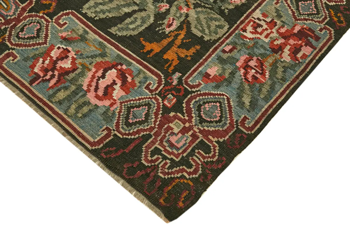 Moldovian Klasik Göbekli Multi Pamuk Üzerine Yün El Dokuma Kilim-196x293 - Görsel 4