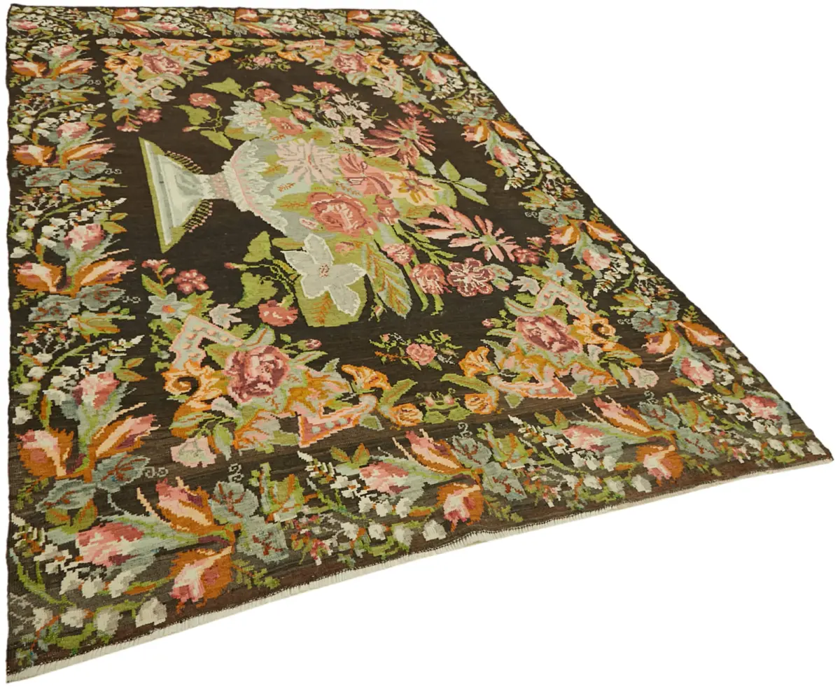 Moldovian Klasik Göbekli Multi Pamuk Üzerine Yün El Dokuma Kilim-208x327 - Görsel 2