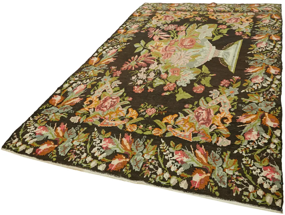 Moldovian Klasik Göbekli Multi Pamuk Üzerine Yün El Dokuma Kilim-208x327 - Görsel 3