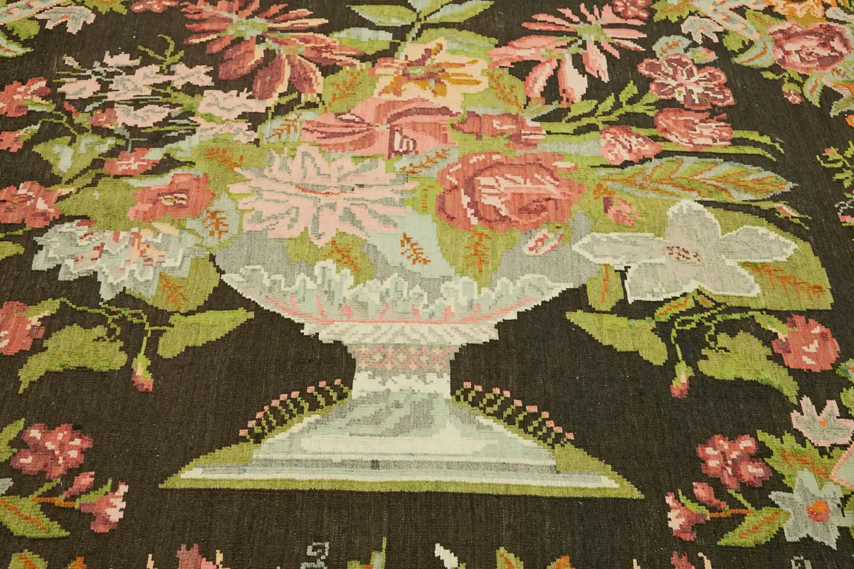 Moldovian Klasik Göbekli Multi Pamuk Üzerine Yün El Dokuma Kilim-208x327 - Görsel 5