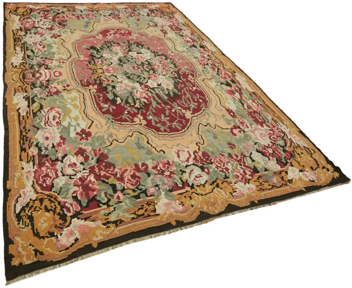 Moldovian Klasik Göbekli Multi Pamuk Üzerine Yün El Dokuma Kilim-210x328 - Görsel 2