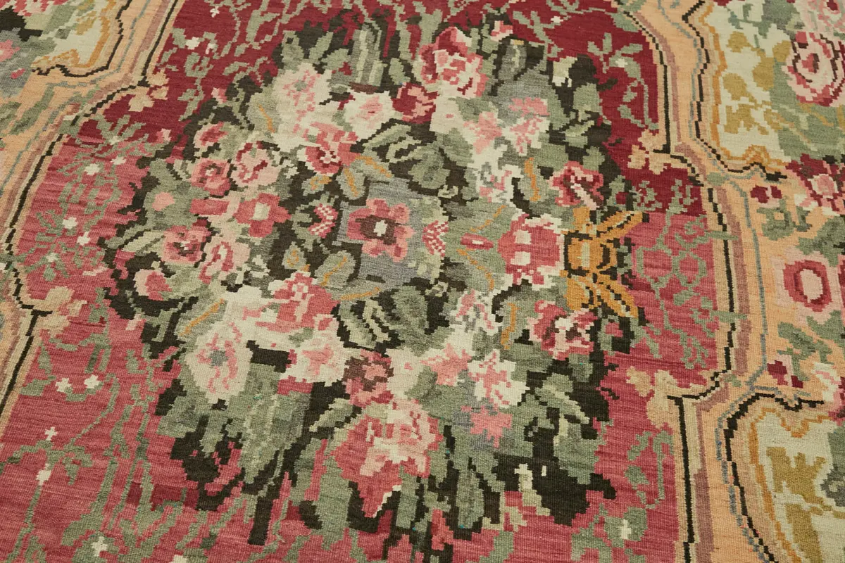 Moldovian Klasik Göbekli Multi Pamuk Üzerine Yün El Dokuma Kilim-210x328 - Görsel 5