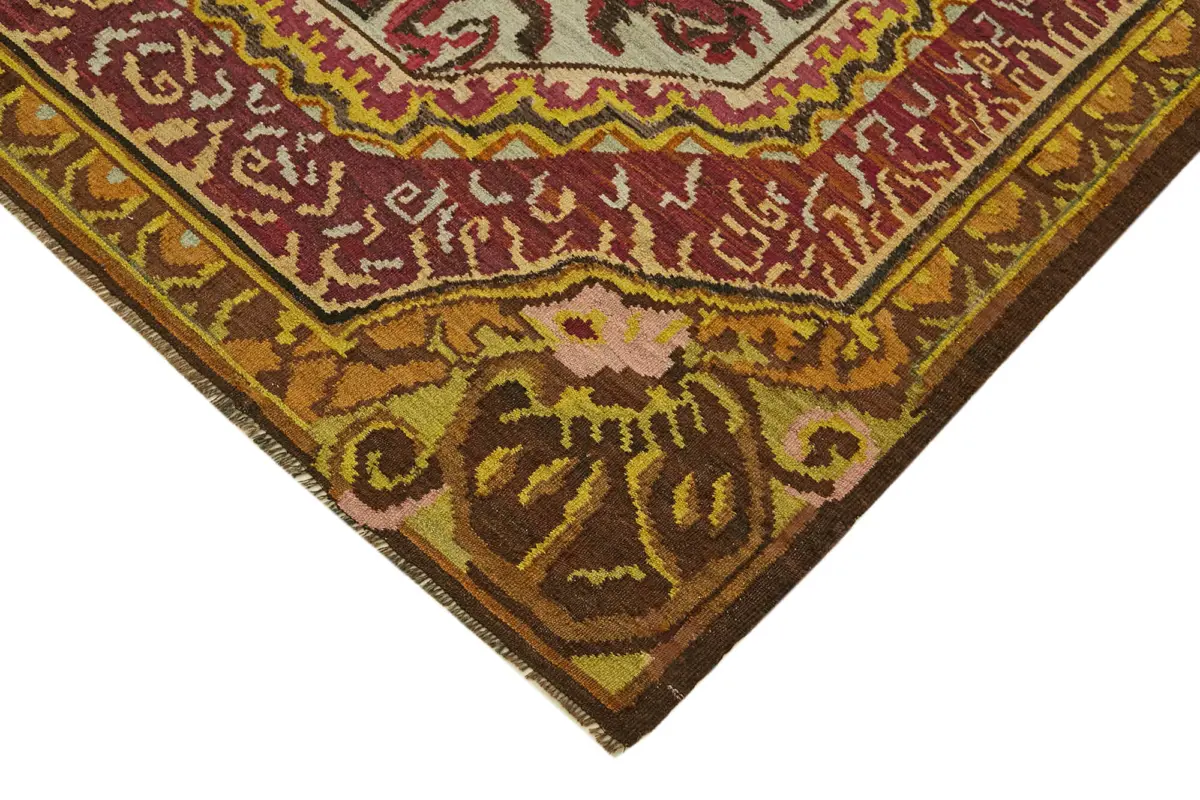 Moldovian Klasik Göbekli Multi Pamuk Üzerine Yün El Dokuma Kilim-195x314 - Görsel 4