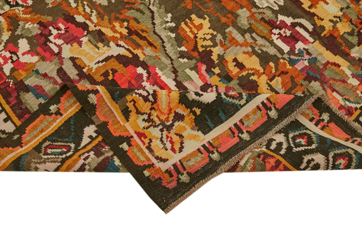 Moldovian Klasik Göbekli Multi Pamuk Üzerine Yün El Dokuma Kilim-194x328 - Görsel 6