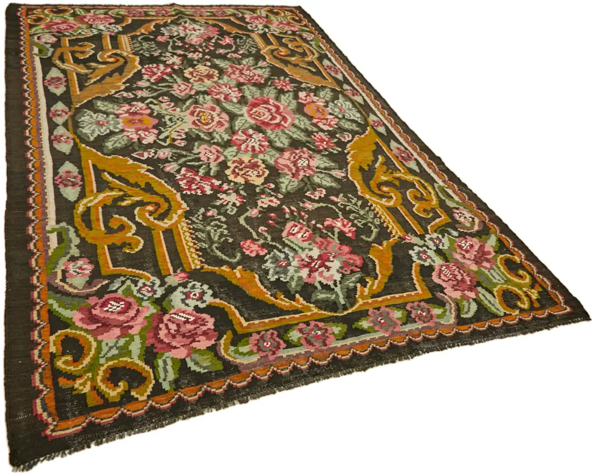 Moldovian Klasik Göbekli Multi Pamuk Üzerine Yün El Dokuma Kilim-203x323 - Görsel 2