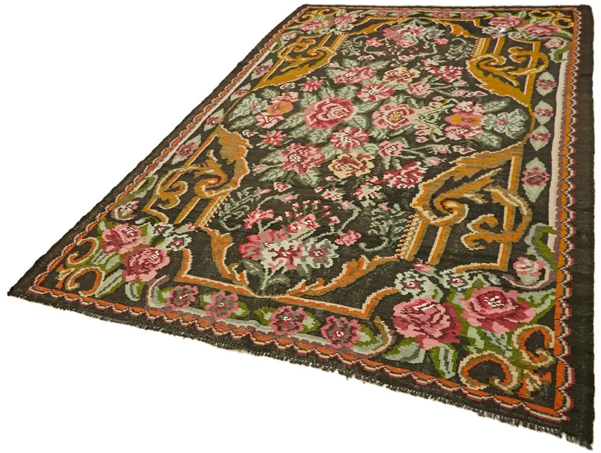 Moldovian Klasik Göbekli Multi Pamuk Üzerine Yün El Dokuma Kilim-203x323 - Görsel 3