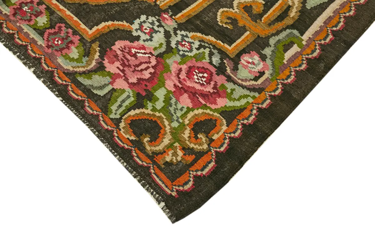 Moldovian Klasik Göbekli Multi Pamuk Üzerine Yün El Dokuma Kilim-203x323 - Görsel 4