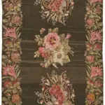 Moldovian Klasik Göbekli Multi Pamuk Üzerine Yün El Dokuma Kilim-194x396