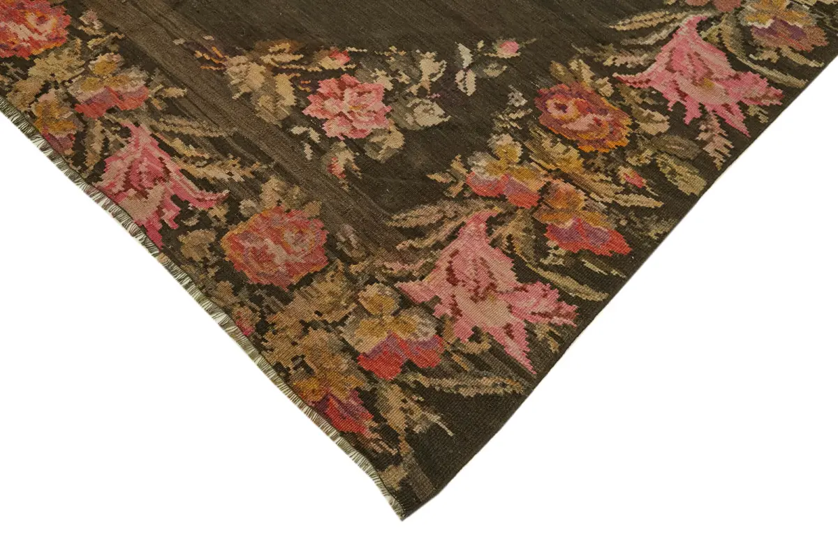 Moldovian Klasik Göbekli Multi Pamuk Üzerine Yün El Dokuma Kilim-194x396 - Görsel 4