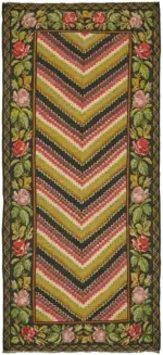 Moldovian Klasik Göbekli Multi Pamuk Üzerine Yün El Dokuma Kilim-173x362