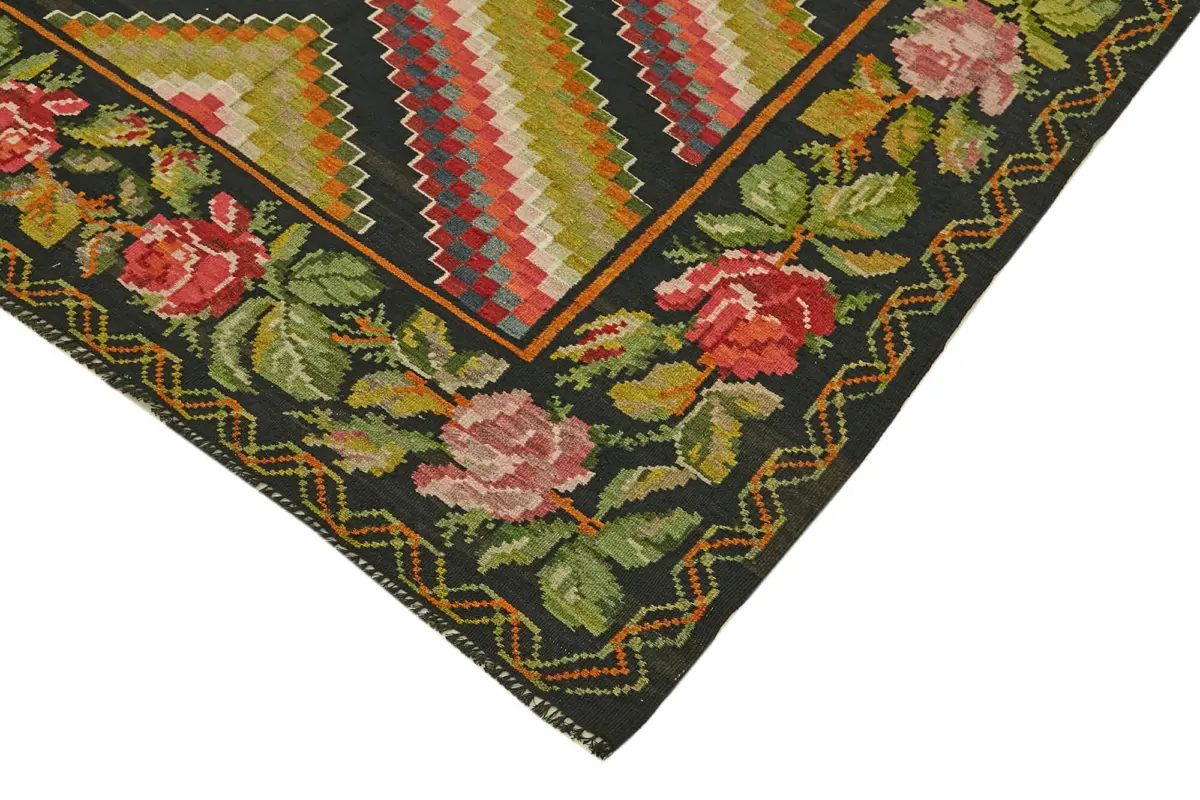 Moldovian Klasik Göbekli Multi Pamuk Üzerine Yün El Dokuma Kilim-173x362 - Görsel 4