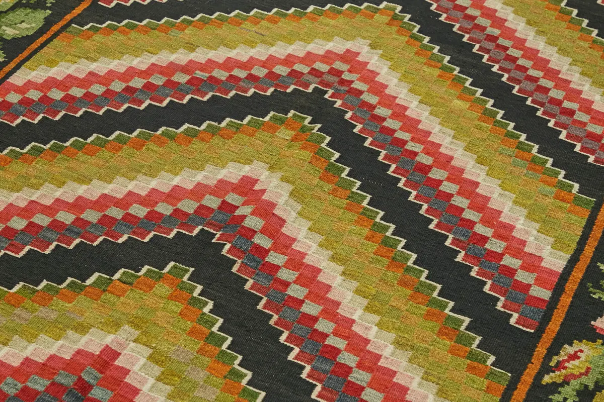 Moldovian Klasik Göbekli Multi Pamuk Üzerine Yün El Dokuma Kilim-173x362 - Görsel 5