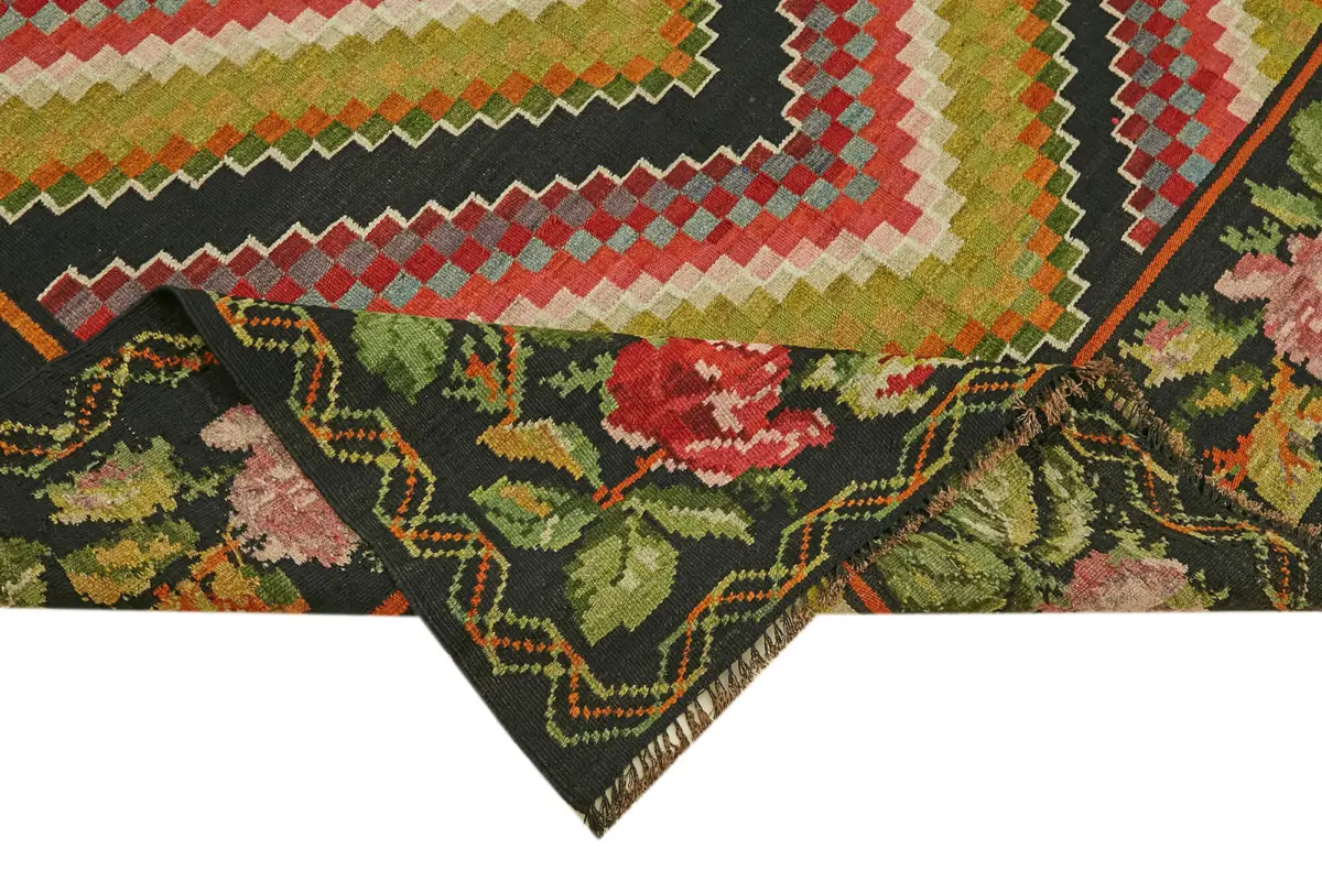 Moldovian Klasik Göbekli Multi Pamuk Üzerine Yün El Dokuma Kilim-173x362 - Görsel 6