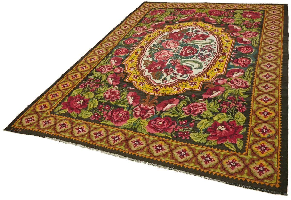Moldovian Klasik Göbekli Multi Pamuk Üzerine Yün El Dokuma Kilim-220x312 - Görsel 3