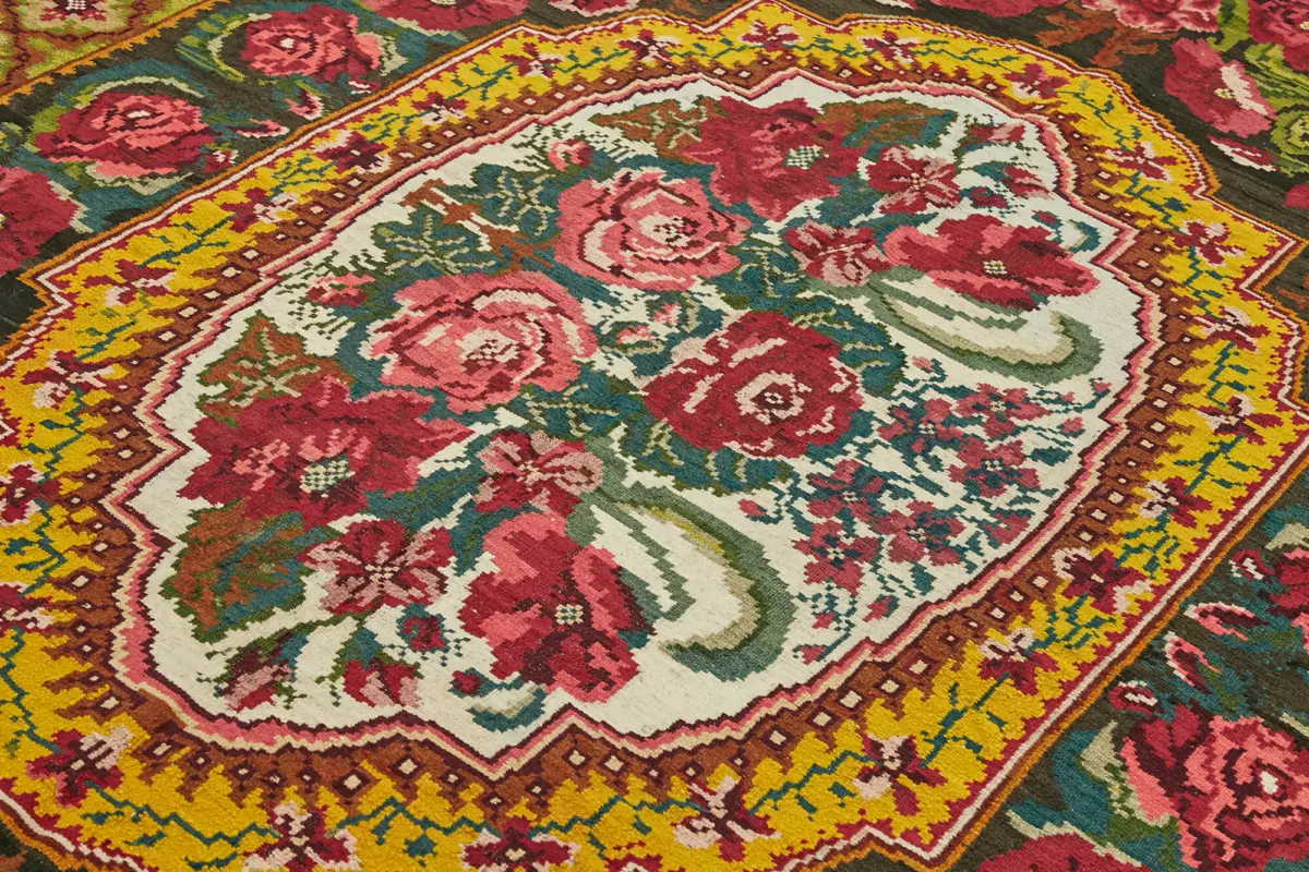 Moldovian Klasik Göbekli Multi Pamuk Üzerine Yün El Dokuma Kilim-220x312 - Görsel 5