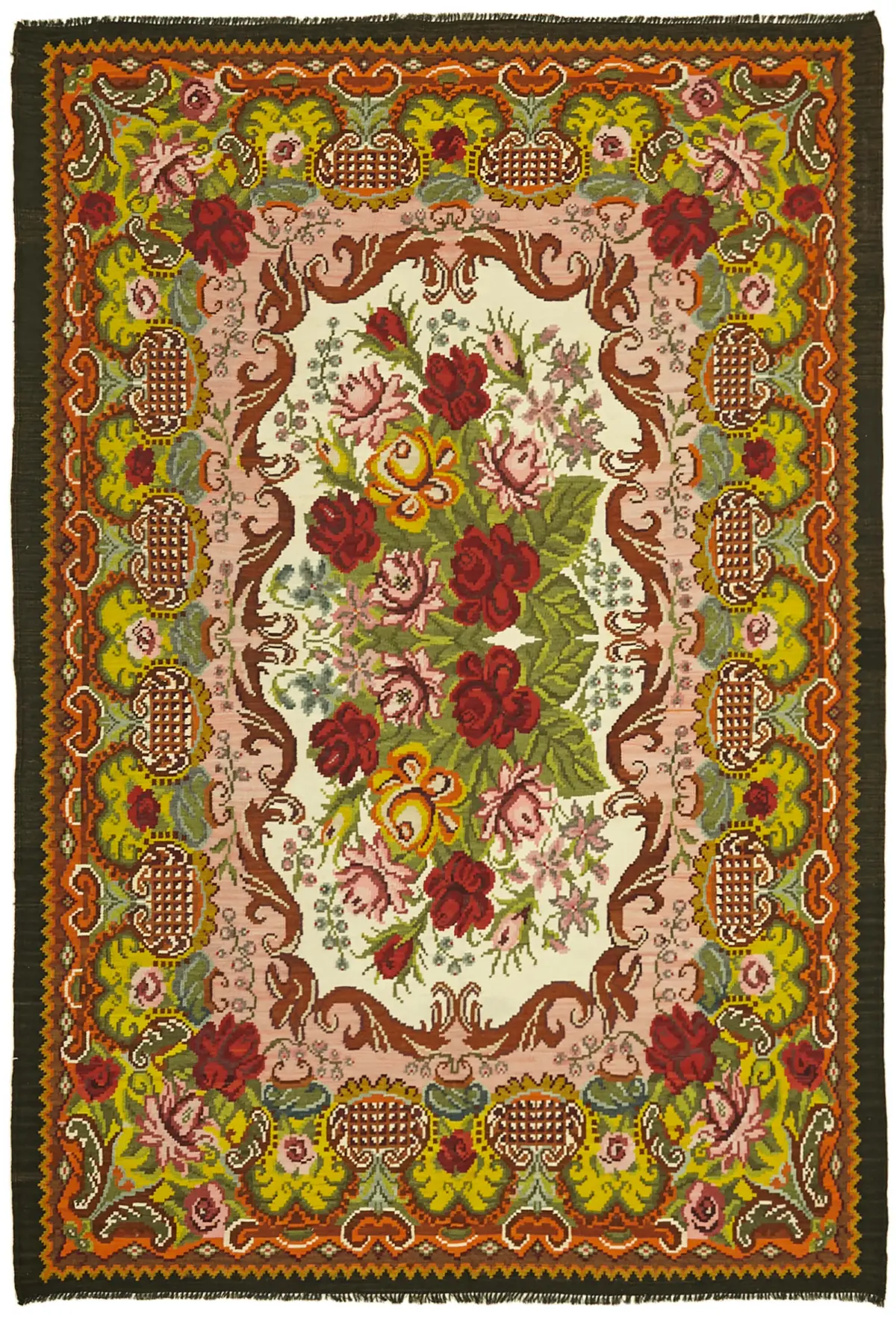 Rc_42753_0_Multicolor_Rose_Kilim_Rugs Moldovian Klasik Göbekli Multi Pamuk Üzerine Yün El Dokuma Kilim-225x320 - Görsel 1