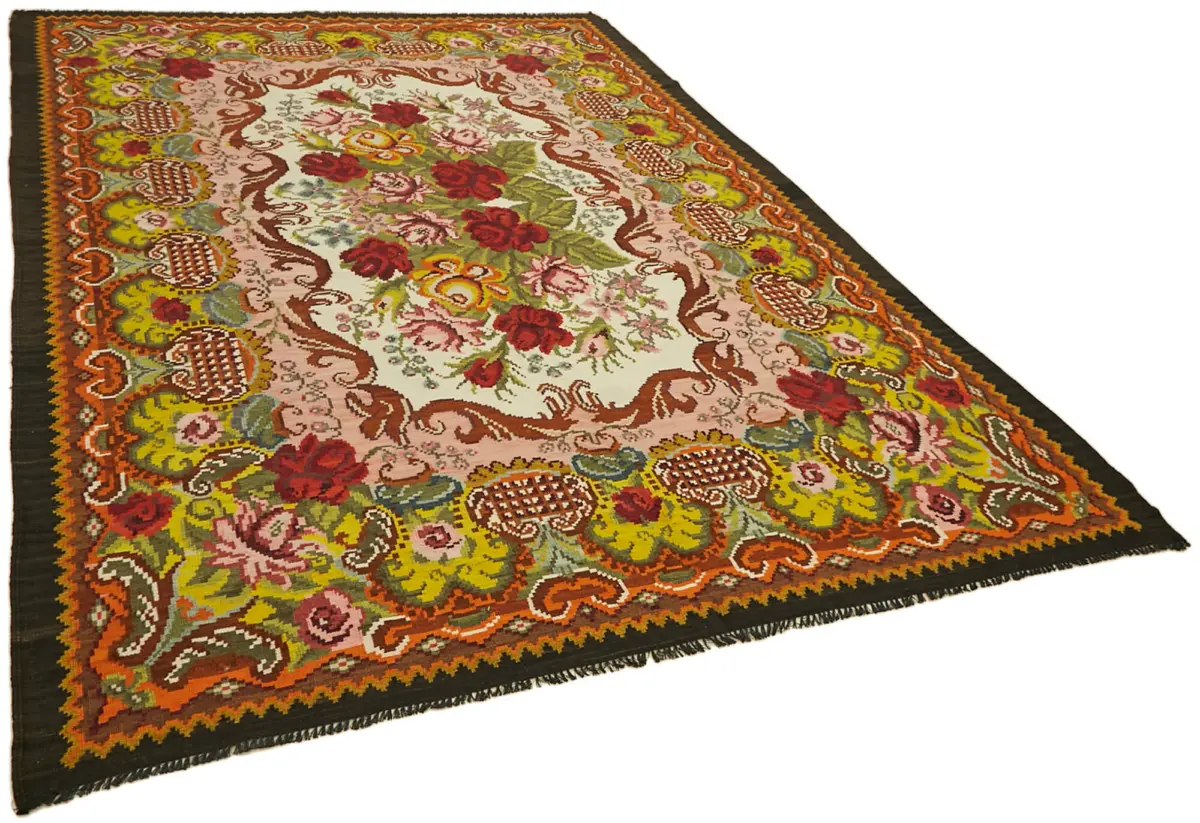 Moldovian Klasik Göbekli Multi Pamuk Üzerine Yün El Dokuma Kilim-225x320 - Görsel 2