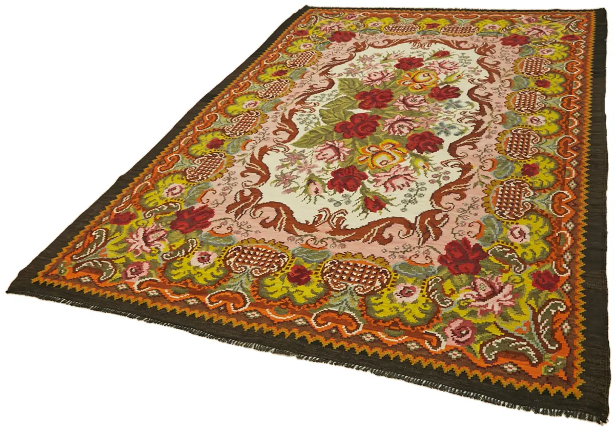 Moldovian Klasik Göbekli Multi Pamuk Üzerine Yün El Dokuma Kilim-225x320 - Görsel 3