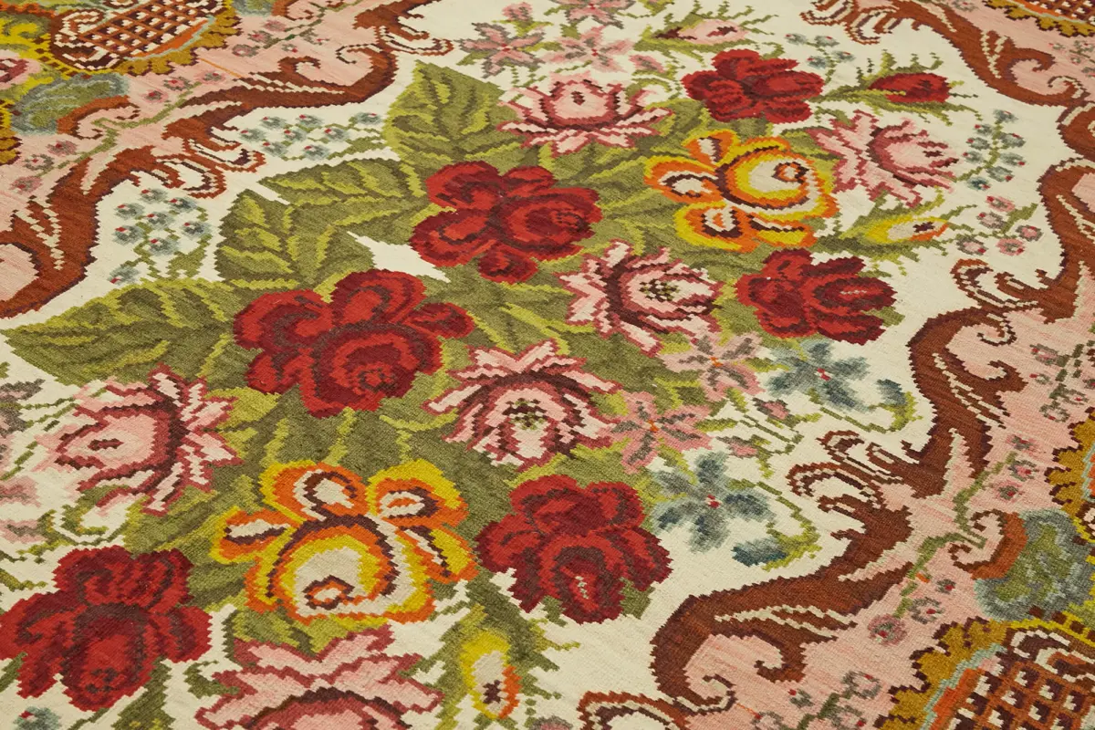 Moldovian Klasik Göbekli Multi Pamuk Üzerine Yün El Dokuma Kilim-225x320 - Görsel 5