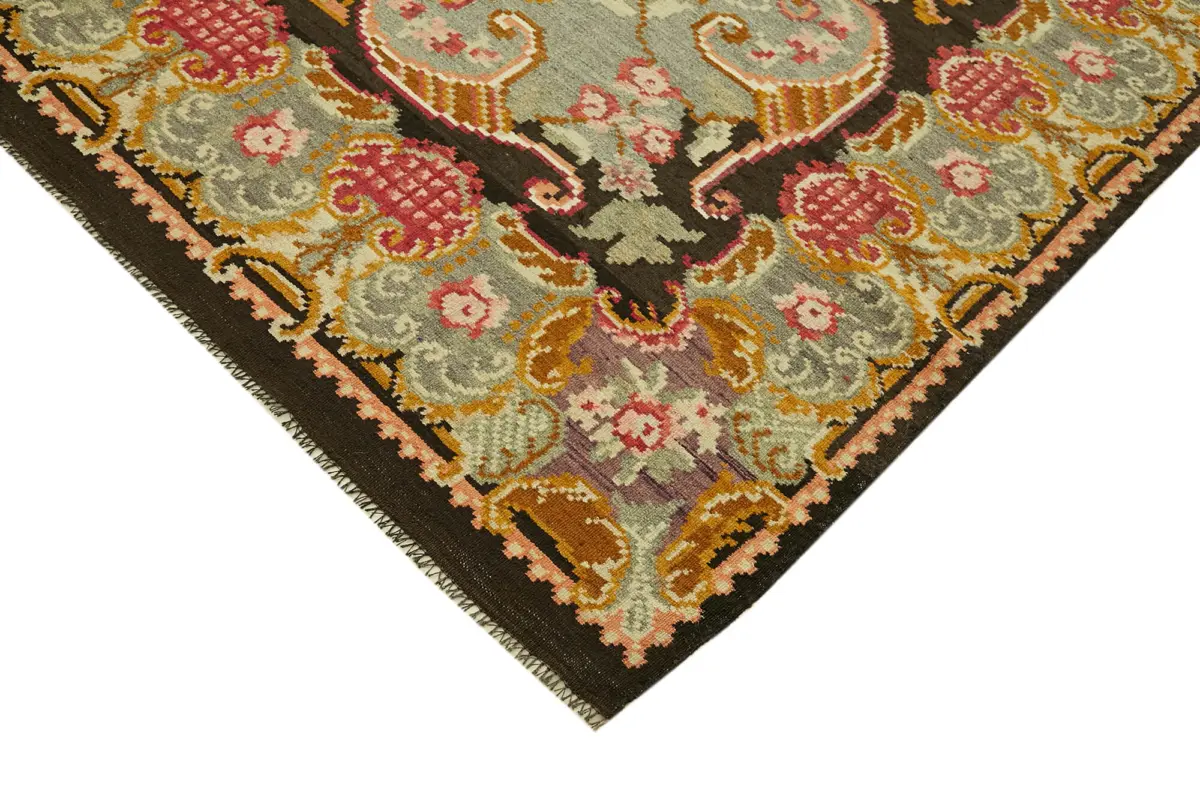 Moldovian Klasik Göbekli Multi Pamuk Üzerine Yün El Dokuma Kilim-195x300 - Görsel 4