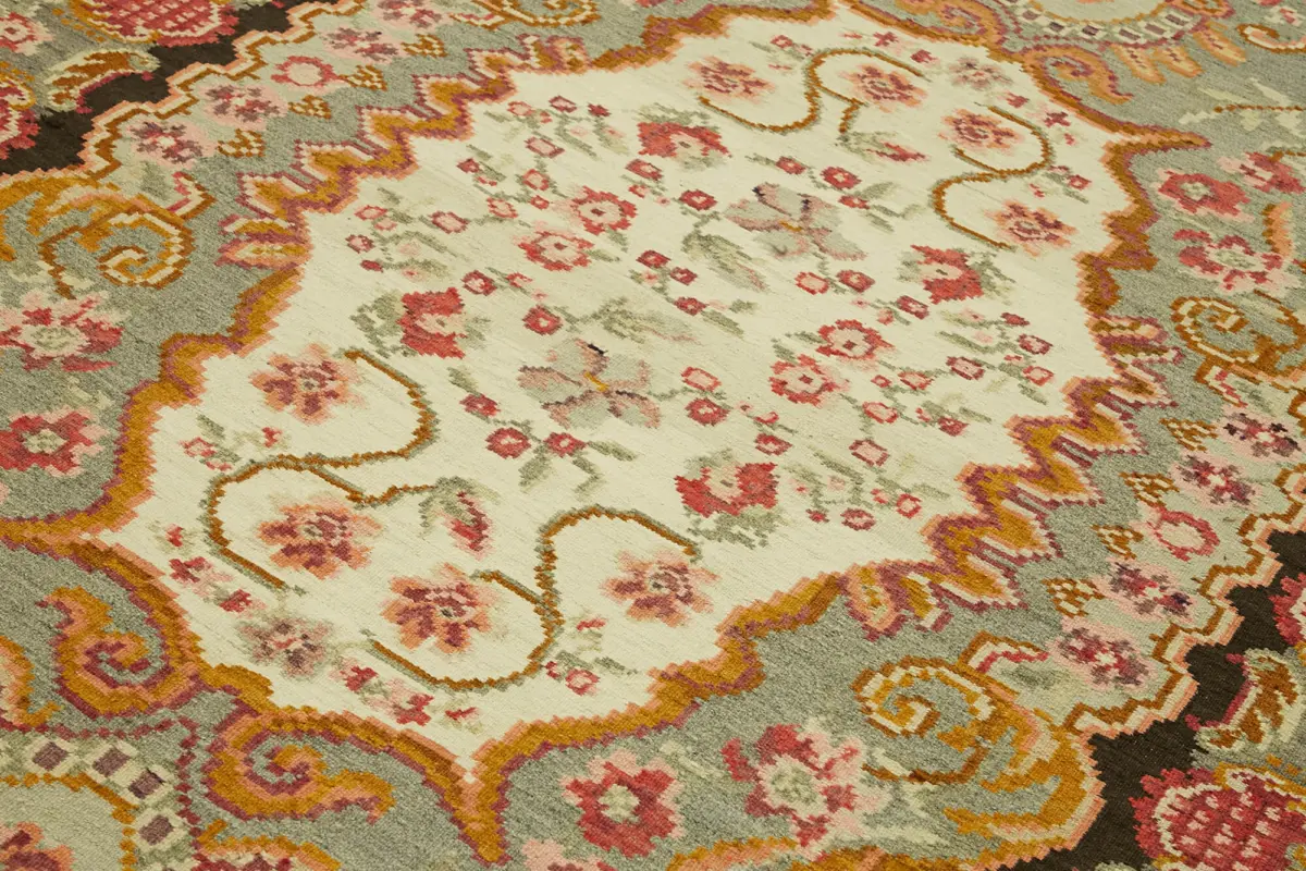 Moldovian Klasik Göbekli Multi Pamuk Üzerine Yün El Dokuma Kilim-195x300 - Görsel 5