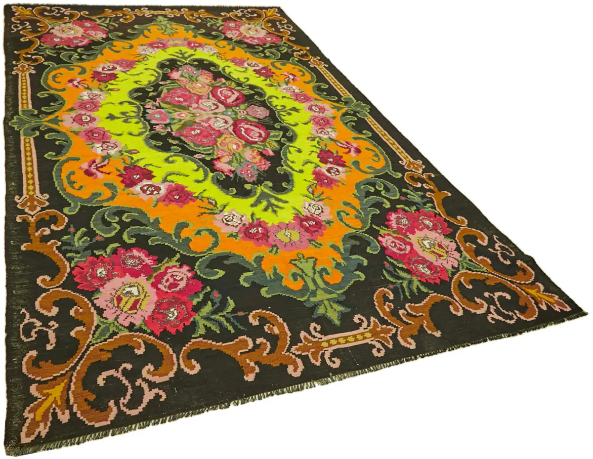 Moldovian Klasik Göbekli Multi Pamuk Üzerine Yün El Dokuma Kilim-212x341 - Görsel 2