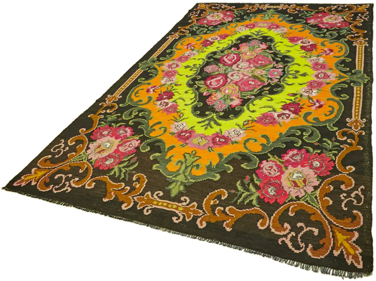 Moldovian Klasik Göbekli Multi Pamuk Üzerine Yün El Dokuma Kilim-212x341 - Görsel 3