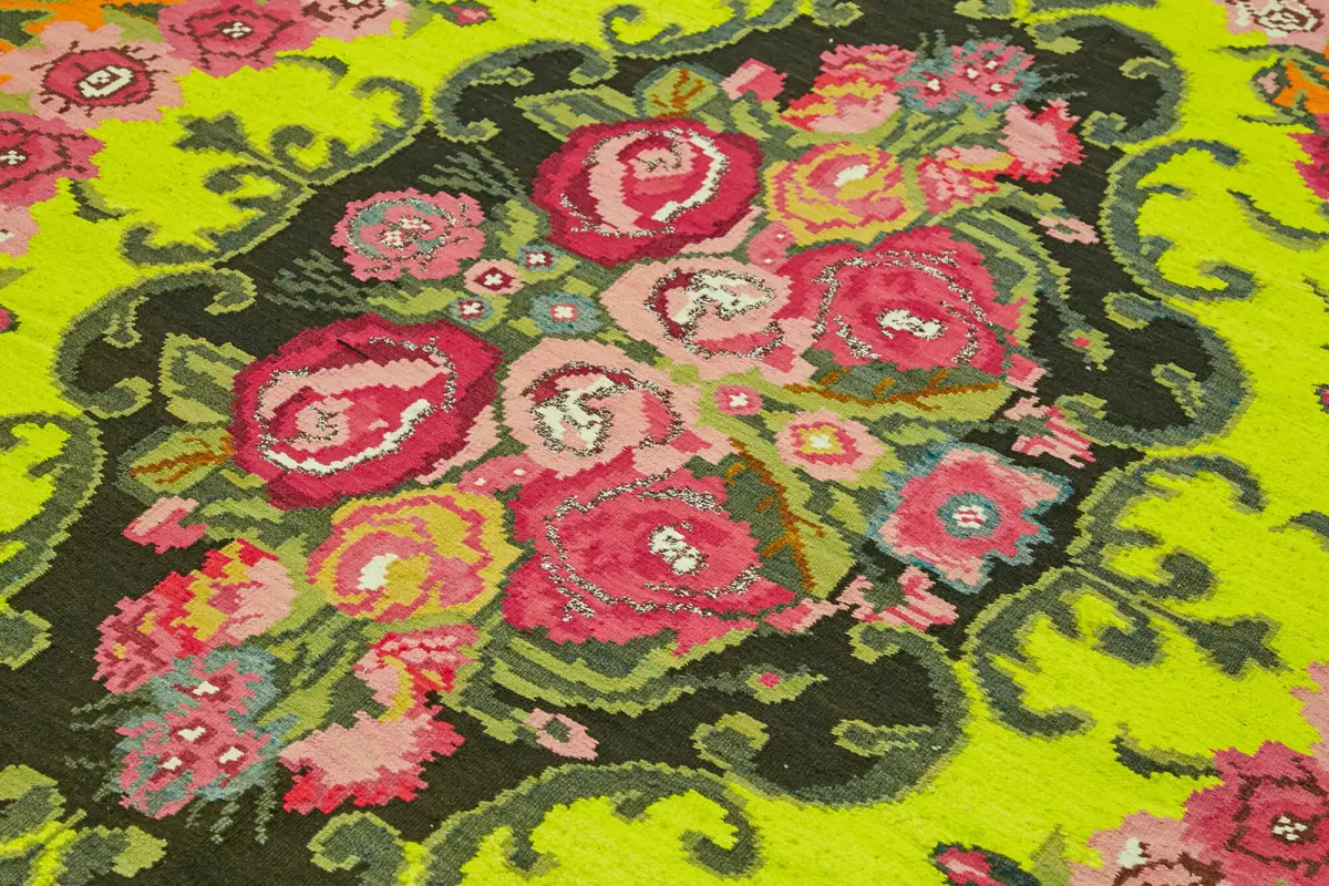 Moldovian Klasik Göbekli Multi Pamuk Üzerine Yün El Dokuma Kilim-212x341 - Görsel 5