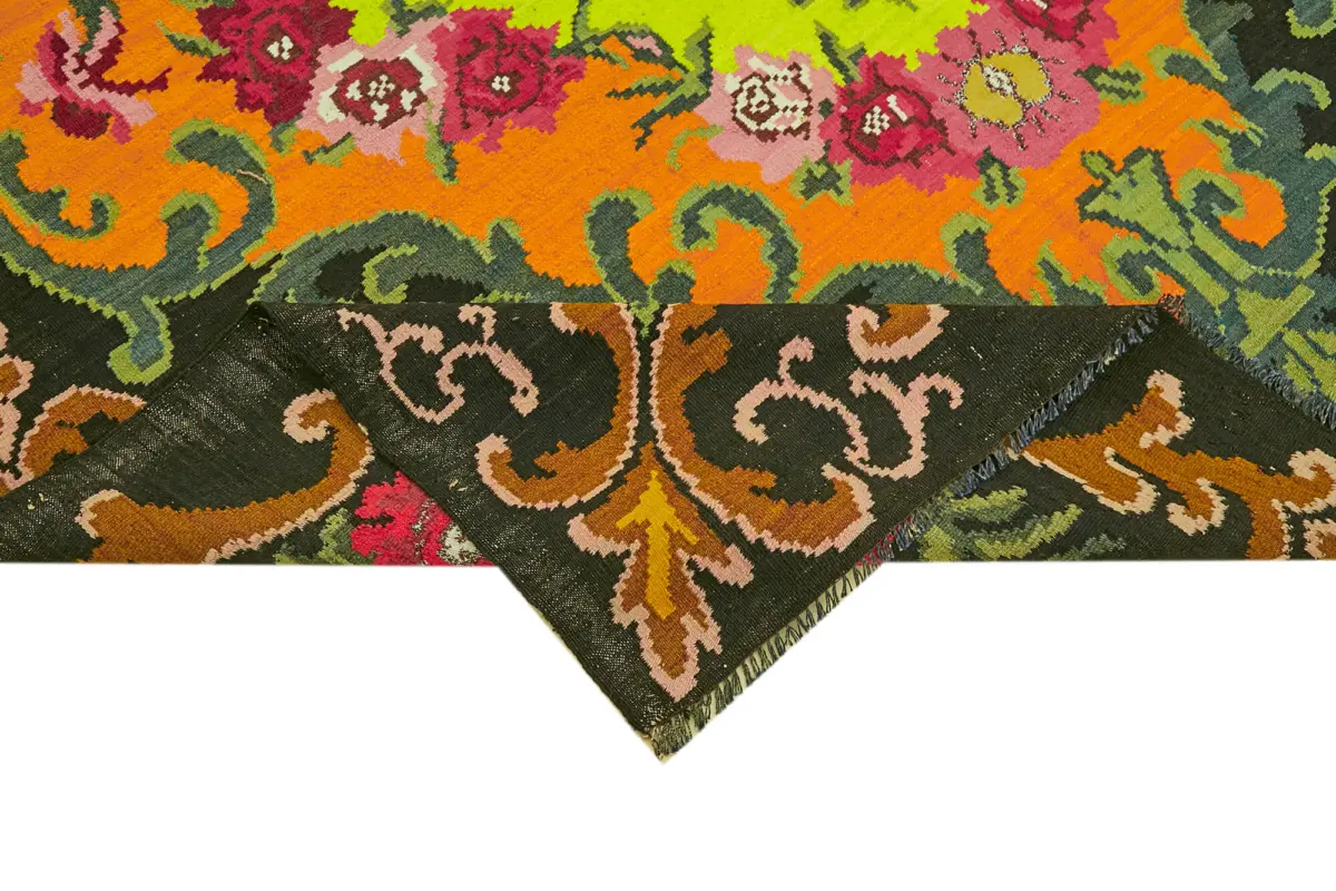 Moldovian Klasik Göbekli Multi Pamuk Üzerine Yün El Dokuma Kilim-212x341 - Görsel 6