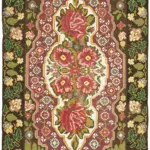 Moldovian Klasik Göbekli Multi Pamuk Üzerine Yün El Dokuma Kilim-220x388