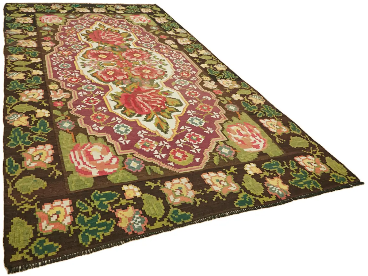 Moldovian Klasik Göbekli Multi Pamuk Üzerine Yün El Dokuma Kilim-220x388 - Görsel 2